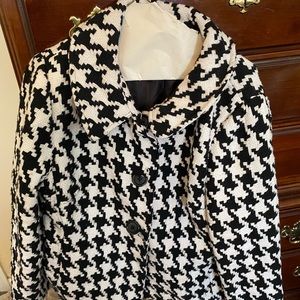 Herringbone black &  white  winter short blazer